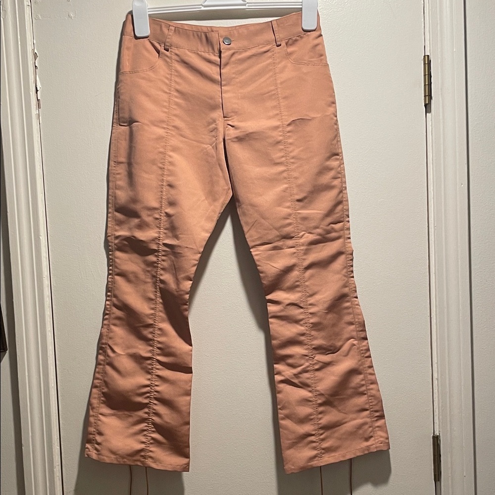 Collina Strada Ruched Cropped Apricot Designer Luxury NY Trousers